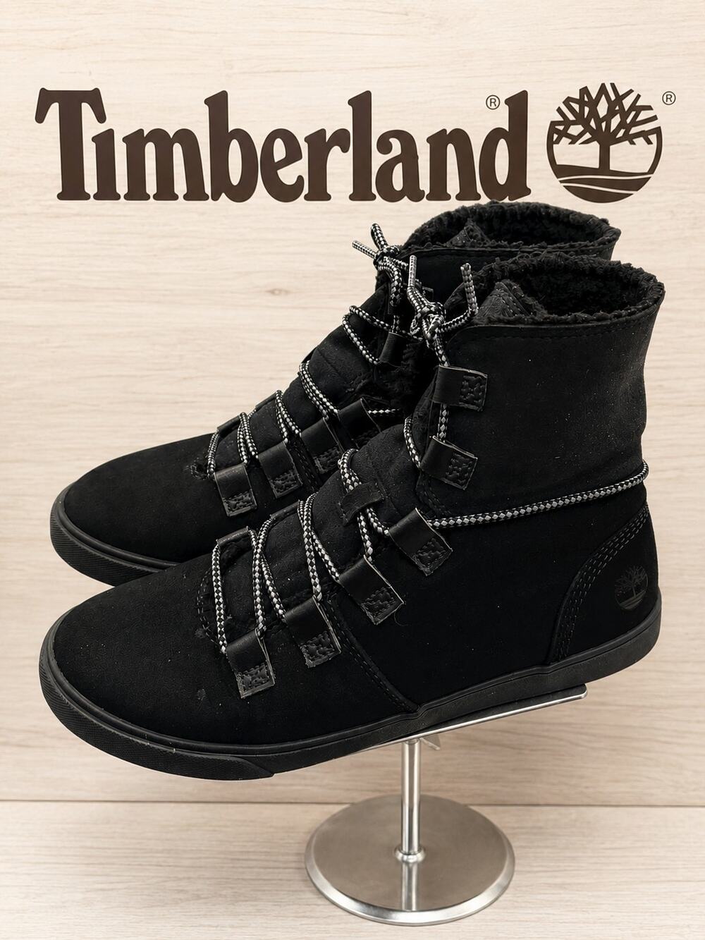 Timberland Dausette Fleece Fold Down Black Boots A1ZDX Womenâs 6.5
